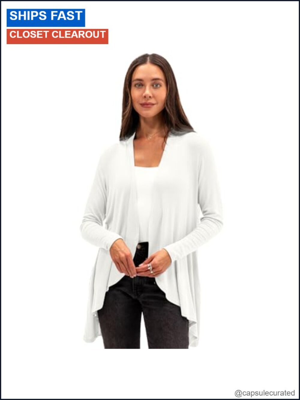 Lightweight Open Front Cardigan Sweater TENCEL Made in USA